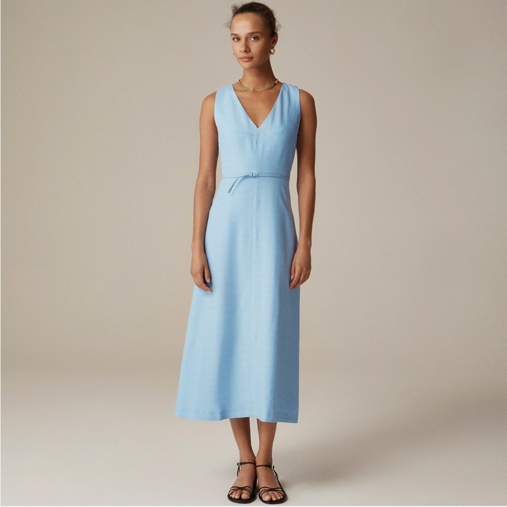 J. Crew Mathilde V-Neck Dress in Luster Canvas